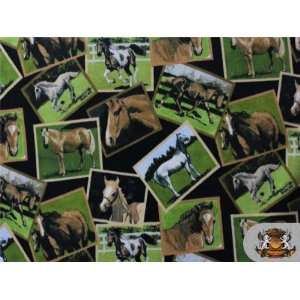    Fleece Printed *Horse Frames* Fabric / By the Yard 