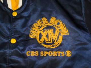 vintage SUPER BOWL XIV CBS SPORTS PITTSBURGH STEELERS RAMS SATIN 1980 