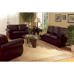 Bordeaux Collection All Leather Burgandy Sofa 