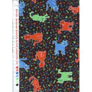  Quilting Cat Club Red Green Blue Cats w/Mice Fish 6286 Black Quilt 