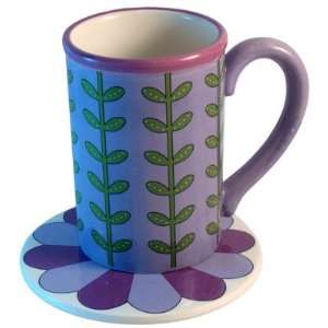  Gorham Mary Mary Quite Contrary Purple Mug w/ Coaster Lid 