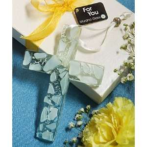 Murano Glass Collection hanging cross favors (white)