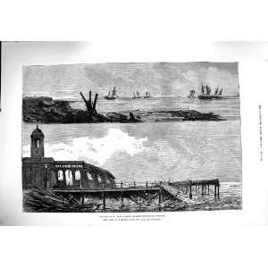  1877 Ships Ashore Opposite Parade Margate Pier Print