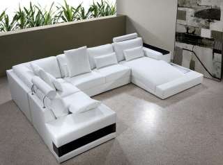 Vig Furniture Diamond   White Bonded Leather Sectional Sofa Set With 