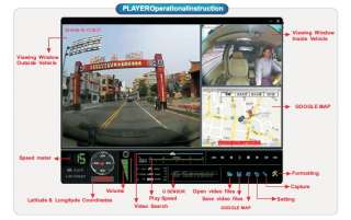 Taiwan Brand FUHO E 07 HD Dual Lens Car Dashboard Camera Cam DVR GPS 