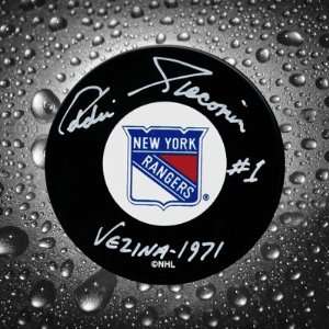  Ed Giacomin New York Rangers Vezina Autographed Puck 