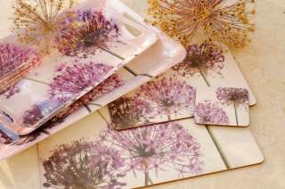 Set of 6 PURPLE ALLIUM Placemats TABLE MATS & 6 Coasters BY CREATIVE 