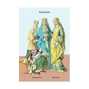  German Cleric and Princesses 13th Century 12x18 Giclee on 