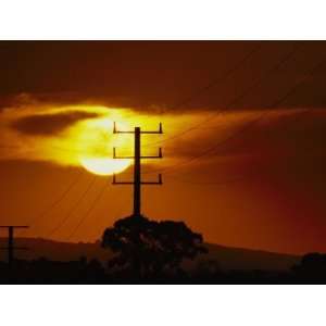 Electric Power Lines at Sunset in the Yaloum Valley Photographic 