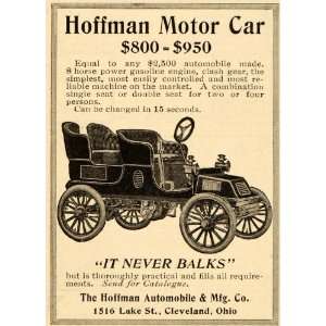 1903 Ad Hoffman Motor Car Automobile Clash Gear Cars   Original Print 