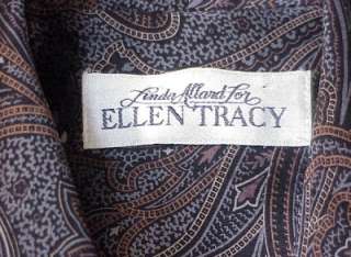 Size 10 Silk Top Blouse Browns Blues Ellen Tracy Linda Allard  
