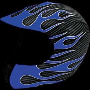 Moto Vation Racing Helmet Skinz , Color Blue, Style Carbon Fiber 