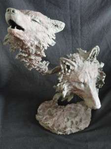 MARK HOPKINS AMERICAN SCULPTURE CRY OF THE WOLVES SIGNED  