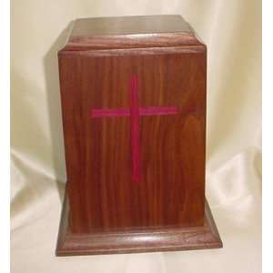  Wood Black Walnut Cremation Urn with Purpleheart Cross 