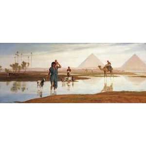 Overflow of The Nile, With The Pyramids by Frederick Goodall. Size 10 