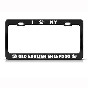  Old English Sheepdog Dog Dogs Black Metal license plate 
