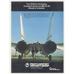 1977 Grumman F 14 Aircraft Pratt & Whitney TF30 P 414 Engine Print Ad 