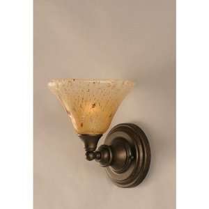  One Light Wall Sconce with Amber Crystal Glass in Bronze 