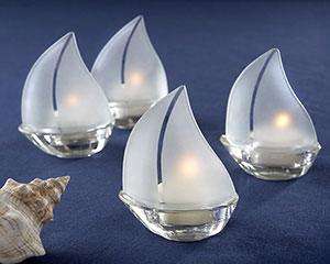 24   Sailboat Tealight Candle Holders Wedding Favors  