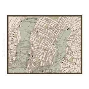  Vision Studio   Sepia Map Of New York Canvas