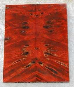 Stabilized Dyed Red Bookmatched Buckeye Burl Knife Scales Lumber 