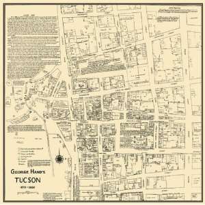  TUCSON ARIZONA (AZ) LANDOWNER MAP 1870 1880