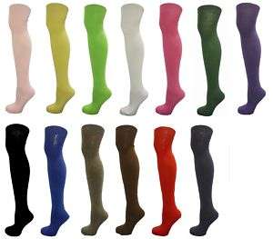 NEW COTTON OVER THE KNEE SOCKS 13 COLOUR ONE SIZE  