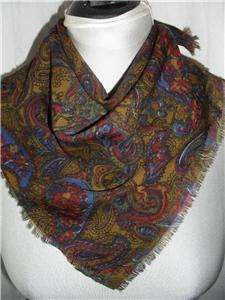 LIBERTY WOOL scarf FLORAL PAISLEY on BROWN 26 square  