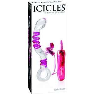 Icicles no. 16 hand blown glass massager   10 function rabbit clear w 