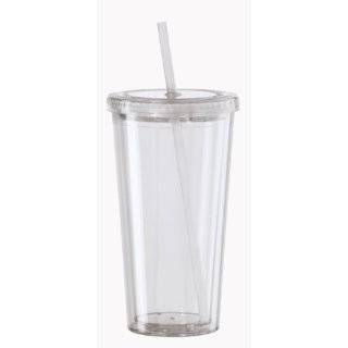 Oggi 20 Ounce Double Walled Tumbler with Drinking Straw, Clear