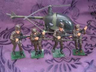 VINTAGE COLLECTION OF 4 AMERICAN SOLDIERS WITH HELICOPTER AND PILOT 