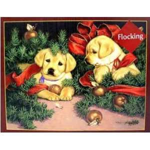  Holiday Havoc Yellow Lab Flocking Embellished Christmas 