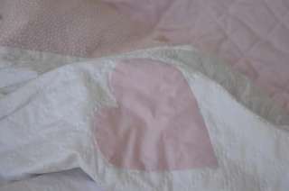 Girls PINK/White Heart Full Bed Duvet/Sham/Ruffle Set  