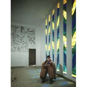 Portrait of Artist Henri Matisse in Chapel He Created, Tiles on Wall 