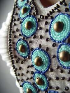 Beaded Statement Bib Collar Aztec Grecian Goddess Jersey Knit Maxi fp 