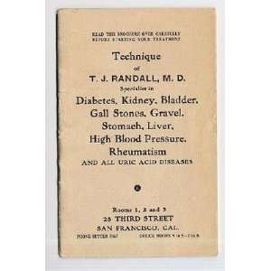 Mineral Water Medical Technique of T J Randall MD 1920s Booklet San 