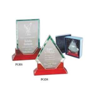 Prestige   Diamond 8 1/2 award   Glass award, 3/8 inch thick, on a 