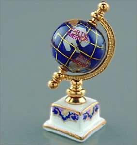 Miniature Blue Globe on stand for Dollhouse by Reutter Porcelain 