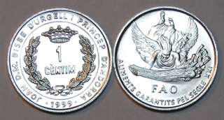 1999 Andorra 1 Centim Coin BU Very Nice KM# 171  
