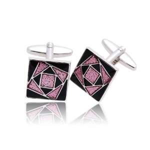  Premium abstrack Pink Square Pattern with Black Silver 