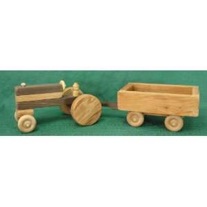Handmade Wood Toy Farm Tractor and Wagon Made in USA by D and ME 