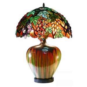  Tiffany Style Grape Lamp With Ceramic Base by Warehouse of Tiffany 