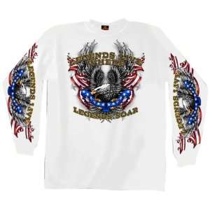  Hot Leathers White Large Patriotic Upwing Long Sleeve T 