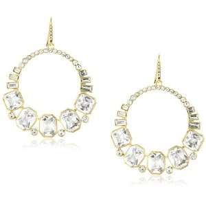   By Allen Schwartz Socialite Gold Tone Crystal Hoop Earrings Jewelry
