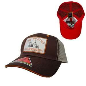 Cow Tipping Pocket Mesh Flex Baseball Cap (Brown) by All Star Apparel 