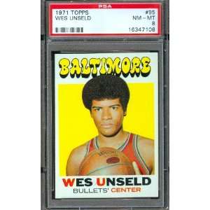  1971 Topps #95 Wes Unseld Professionally Graded Card PSA 8 