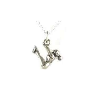  925 Sterling Silver 3 D Gymnast Girl Charm with Jump Ring 