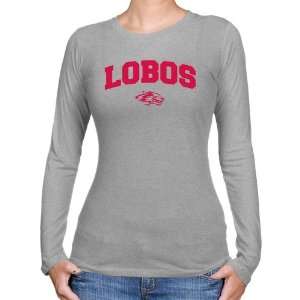  UNM Lobos Shirts  New Mexico Lobos Ladies Ash Logo Arch 