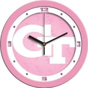  Georgia Tech Yellow Jackets 12 Wall Clock   Pink