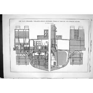  1885 ENGINEERING MAIL STEAMER IRELAND CROSS SECTIONS 